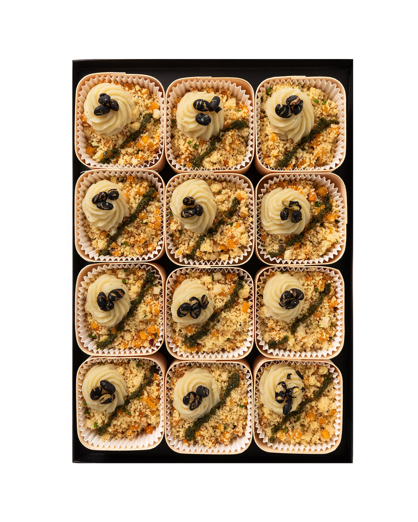 WOODBOX • SEMOULE DE BLÉ • VEGGY • Mini-plat Chaud • Prix par woodbox