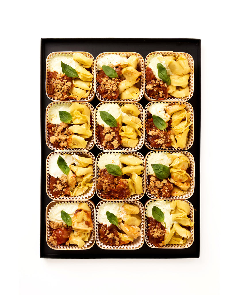 WOODBOX • TORTELLINIS • VEGGY • Mini-plat chaud • Prix par woodbox
